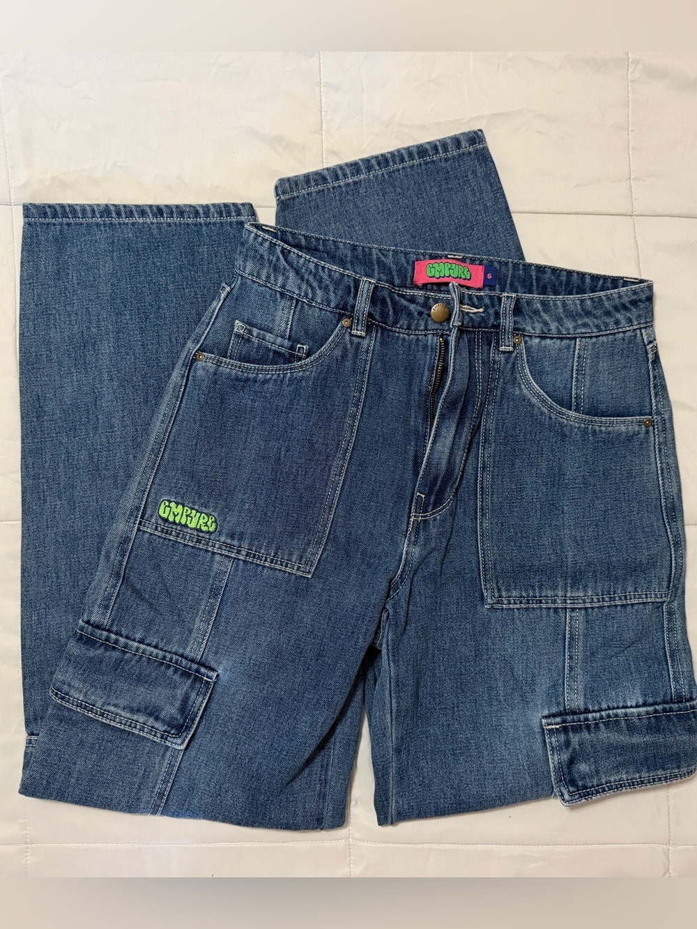 Empyre Women's Loose Fit Patch Denim Cargo Skate Jeans